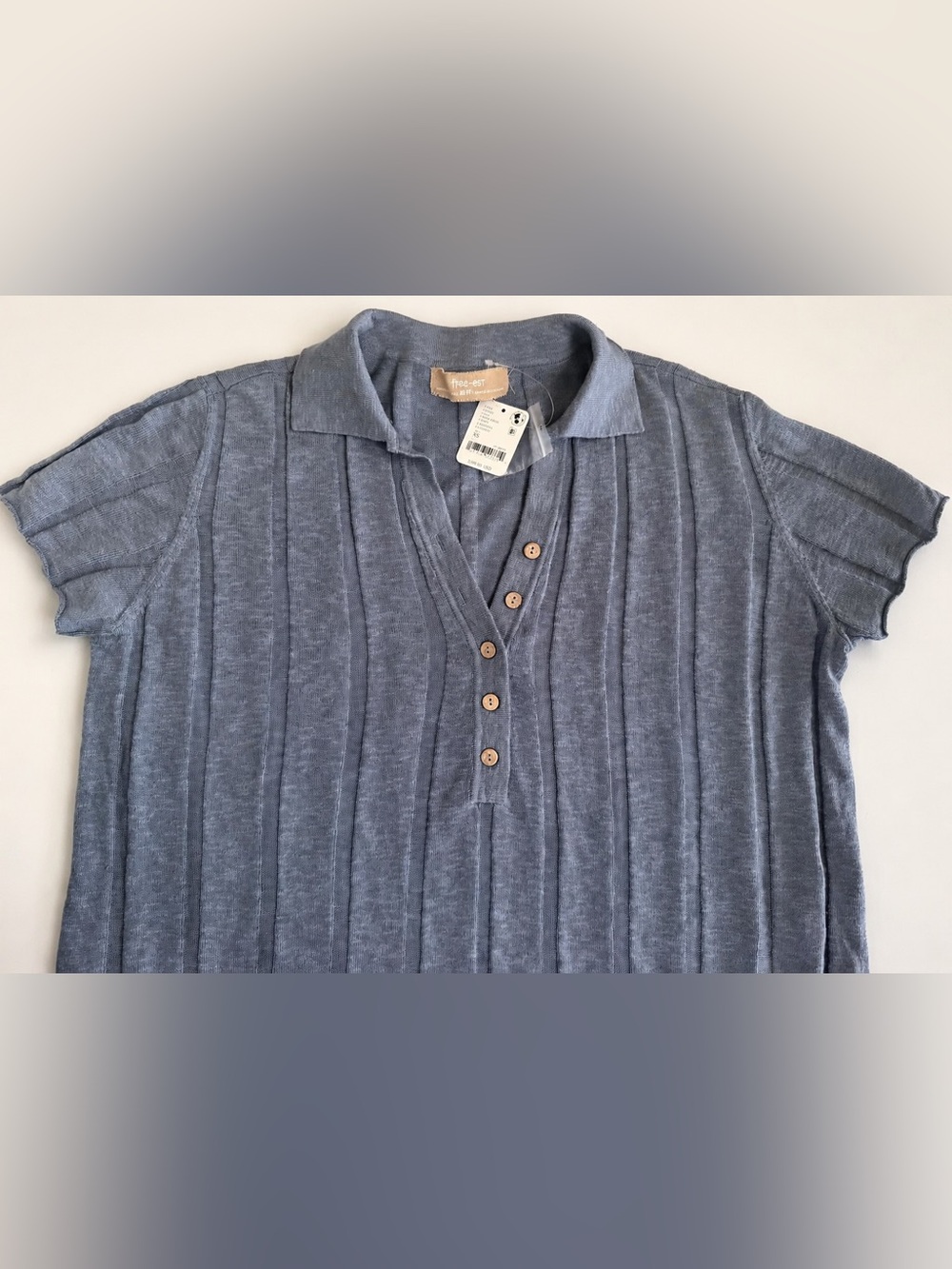 Free People Paloma 2-Piece Ribbed Knit Set Blue Suede color NWT XS - Picture 5 of 11